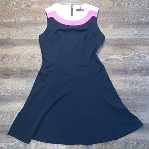 Tommy Hilfiger Womens Colorblocked Fit & Flare Dress Round Neckline Size 8